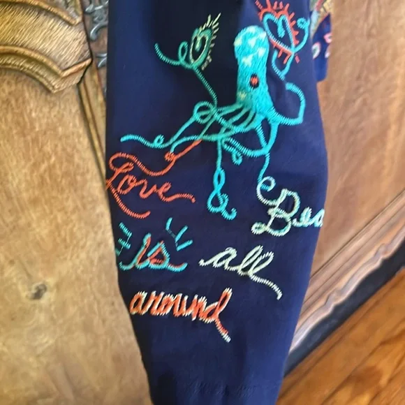 NEW JOHNNY WAS RARE ZOE EMBROIDERED LEGGINGS NAVY - Picture 6 of 16